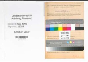 Entnazifizierung Josef Krischer, geb. 05.04.1888 (Einzelhaendler)