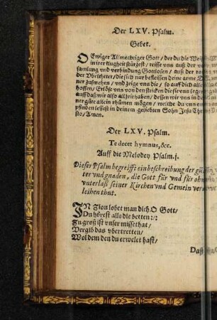 Der LXV. Psalm.