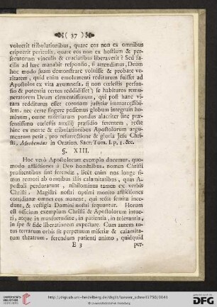§ XIII. Exempla Apostolorum nos docent, quomodo & nos tribulationes à Deo immissas & accipere & tolerare debeamus