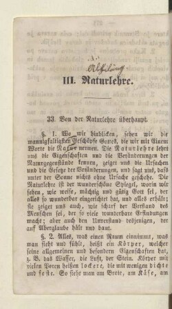 III. Naturlehre