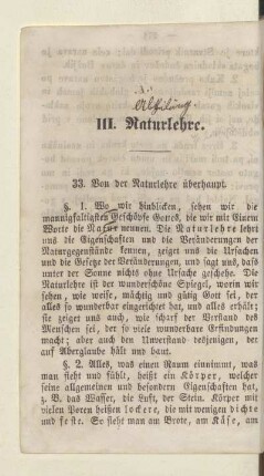 III. Naturlehre
