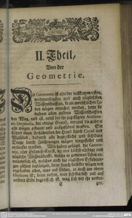II. Theil, Von der Geometrie