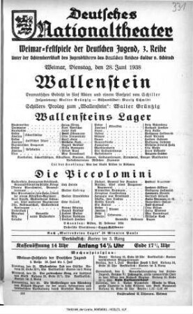 Wallenstein [Wallensteins Lager; Die Piccolomini]