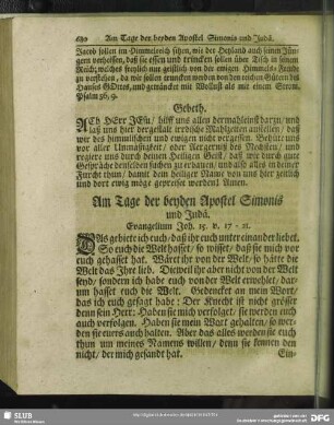 Am Tage der beyden Apostel Simonis und Judä