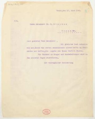 Brief an Karl Stephan : 19.03.1921