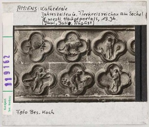 Amiens, Kathedrale: Westfassade, Hauptportal, Sockelzone: Tierkreiszeichen