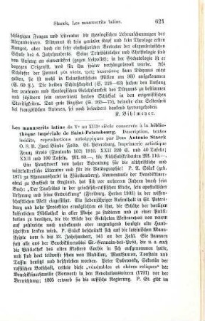 621-622 [Rezension] Staerk, Antonio, Les manuscrits latins du Ve au XIIIe siècle conservés à la Bibliothèque Impériale de Saint-Pétersbourg