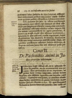 Caput II. De Passionibus animi in Judice circa ejus aditionem.