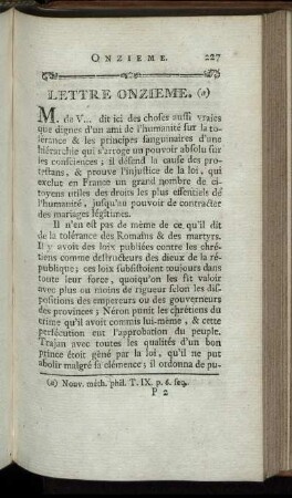 Lettre Onzieme