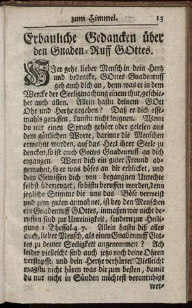 Erbauliche Gedancken über den Gnaden- Ruff Gottes. - Erbauliche Gedancken über Die Heiligung und Erneuerung.