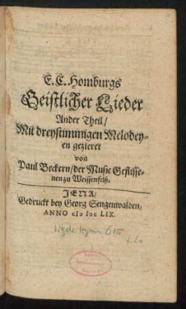 2: Mit dreystimmigen Melodeyen gezieret