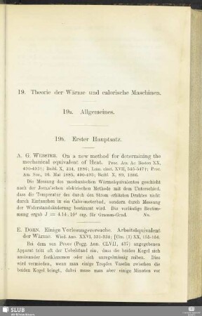 19. Theorie der Wärme und calorische Maschinen