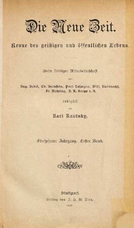 Die neue Zeit : Wochenschrift der Deutschen Sozialdemokratie. 15. 1897, Bd. 1