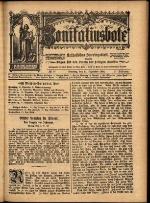 Erste Ausgabe vom Sonntag, den 11. Dezember 1904.