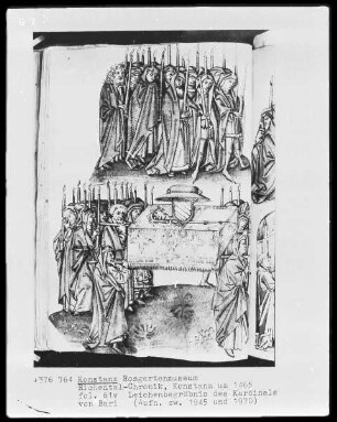 Chronik des Konstanzer Konzils — Leichenbegräbnis des Kardinals von Bari, Folio 61verso