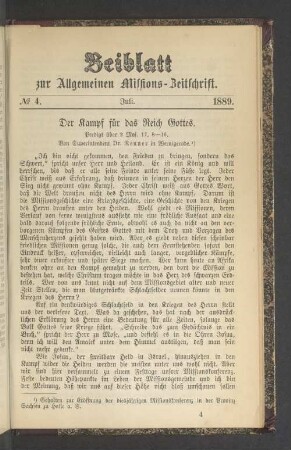 Beiblatt N° 4. Juli. 1889