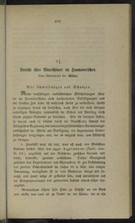 VI. Bericht über Alterthümer im Hannoverschen