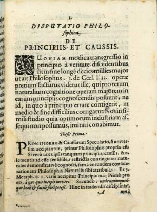 Disputatio Philosophica De Principiis Et Caussis