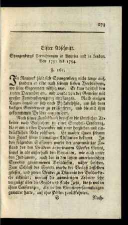 Elfter Abschnitt. Spangenbergs Verrichtungen in America und in London. Von 1751 bis 1754. §. 161. - §. 174.