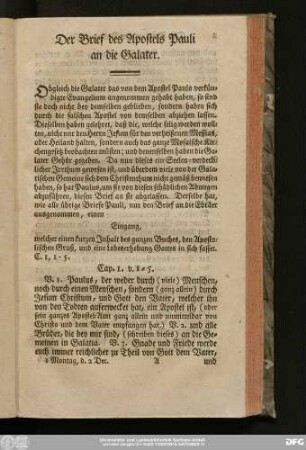 Der Brief des Apostels Pauli an die Galater.