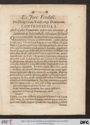Ex Jure Feudali. De Obligatione Vasalli ergà Dominum