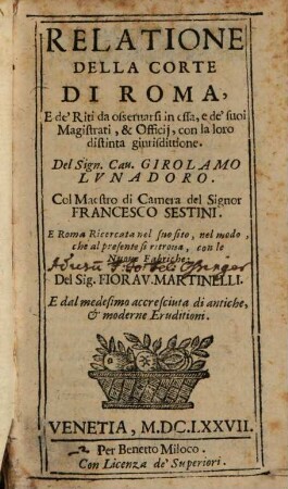 Relatione della corte di Roma, [11]