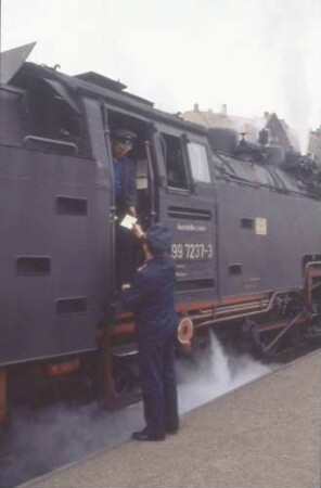 Nordhausen Nordbahnhof Zugpersonal Zug 14408 bergabe Bremszettel
