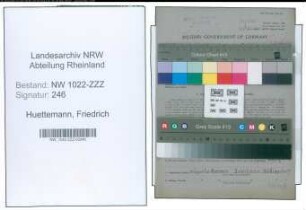 Entnazifizierung Friedrich Huettemann , geb. 09.06.1885 (Maler)