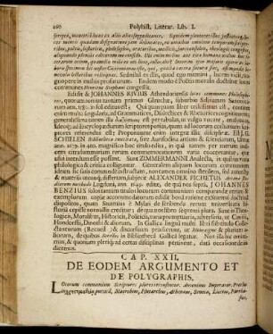 Cap. XXII. De Eodem Argumento Et De Polygraphis