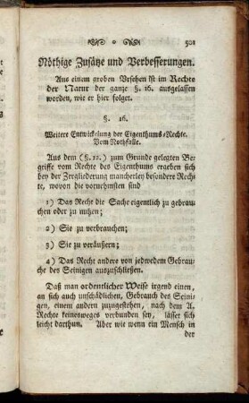Nöthige Zusätze und Verbesserungen.