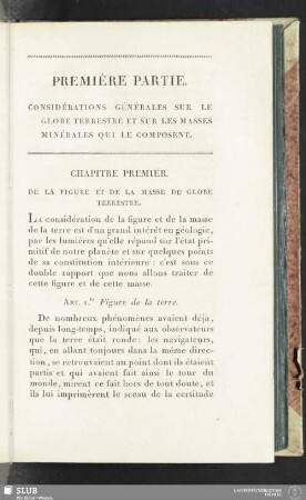 Chapitre premier. De la figure et de la masse du globe terrestre