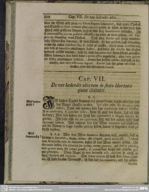 Cap. VII. De non laedendis aliis tam in statu libertatis quam civitatis