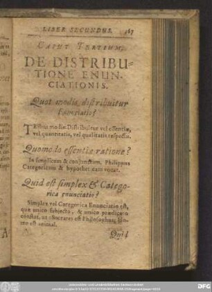 Caput Tertium. De Distributione Enunciationis.