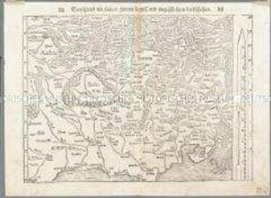 Teütschland mit seinem gantzen begriff vnd eingeschlossnen landschafften. Aus: Münster, Sebastian: Cosmographey oder beschreibung aller laender, herrschafften, fürnemsten stetten, geschichten, gebreüchen, hantierungen etc., (Basel: Heinrich Petri, 1564). Bl. 6