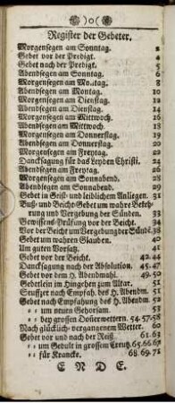 Register der Gebeter.