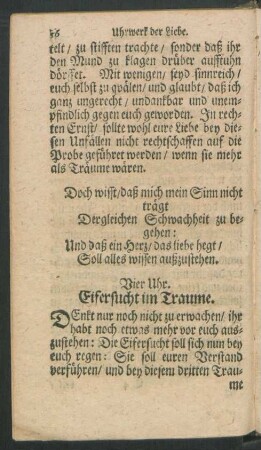 Vier Uhr. Eifersucht im Traume.