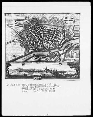 Ulm, Stadtgrundriß und Stadtansicht (Zustand nach 1704)