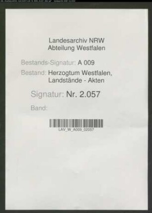 Viehschatzungsliste des Amtes Medebach
