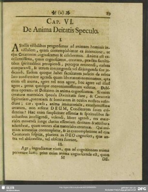 Cap. VI. De Anima Deitatis Speculo