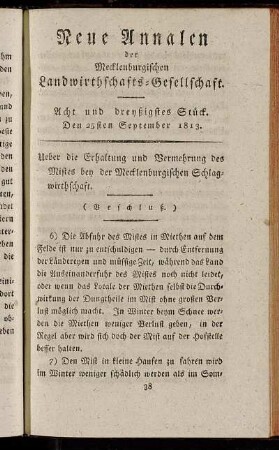 Acht und dreyßigstes Stück. Den 25sten September 1813.