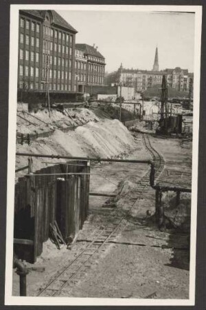 Ansichtskarte Schleusenumbau an der Schlesischen Brücke