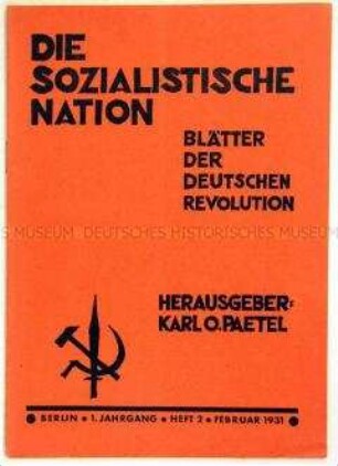 Links-nationale Monatsschrift "Die sozialistische Nation" u.a. zum "Nationalbolschewismus"