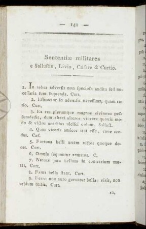 Sententiæ militares e Sallustio, Livio, Cæsare & Curtio.