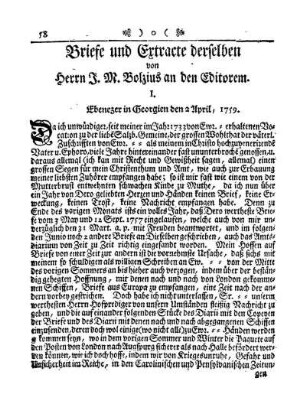 I. Ebenezer in Georgien den 2. April, 1759