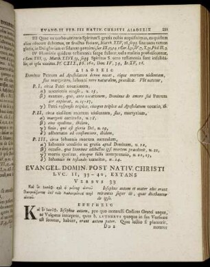 Evangel. Domin. Post Nativ. Christi, Luc. II, 33 - 40, Extans