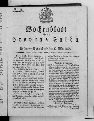 Nr. 11, Ausgabe vom 15. März 1828