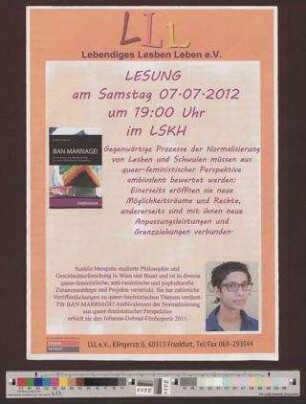 Lesung Sushila Mesquita : BAN MARRIAGE! Ambivalenzen der Normalisierung aus queer-feministischer Perspektive