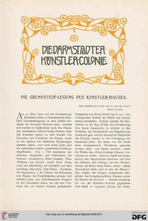 Darmstädter Künstler-Kolonie. Die Grundstein-Legung des Künstler-Hauses