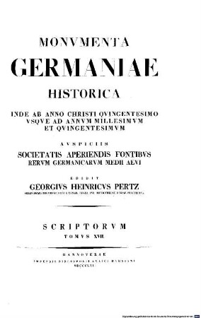 Monumenta Germaniae Historica : inde ab anno Christi quingentesimo usque ad annum millesimum et quingentesimum. 17, Annales aevi Suevici