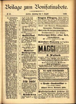 Zweite Ausgabe vom Sonntag, den 07. August 1898.